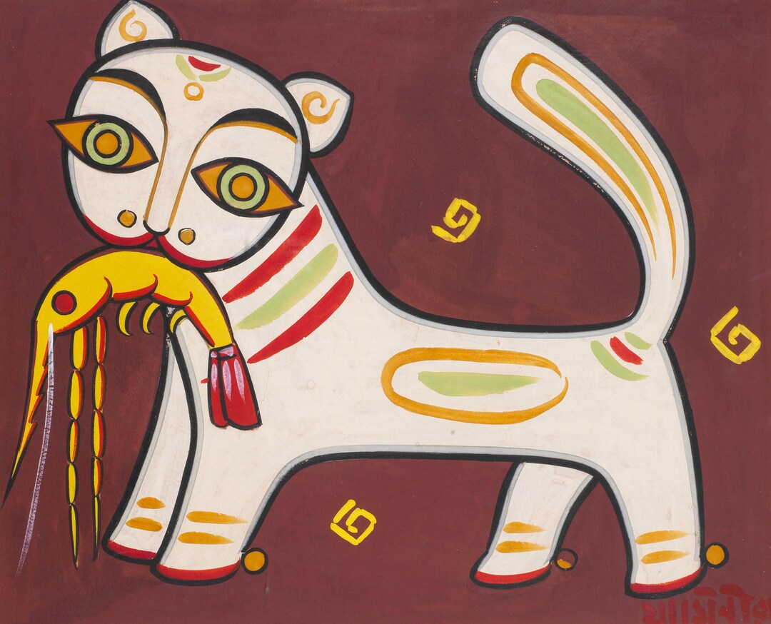 Cat and Lobster by Jamini Roy